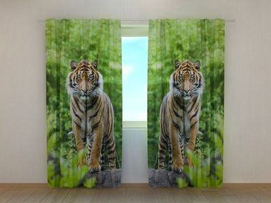 Fotogardine zwei Tiger, Vorhang bedruckt, Fotodruck, Fotovorhang mit Motiv, nach Maß