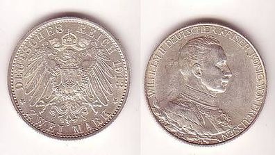 2 Mark Silber Münze Preussen Kaiser Wilhelm II 1913 A