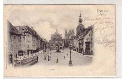 45695 Ak Gruß aus Eisleben Markt mit Strassenbahn 1902