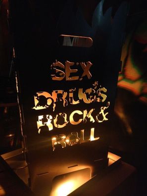 Feuerkorb Sex Drucs and Rock and Roll xxl 40cm x 40cm x 70cm