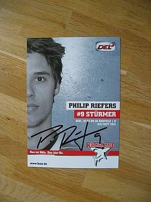 Eishockey Kölner Haie Philip Riefers Autogramm