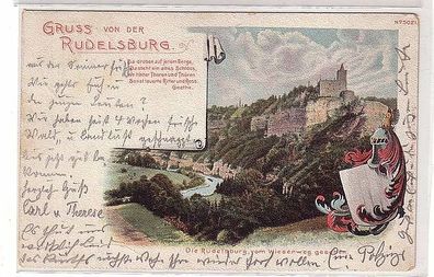 48418 Ak Lithographie Gruss von der Rudelsburg 1901