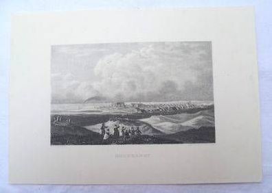 alter Stich mit Stadtansicht von Norderney um 1850
