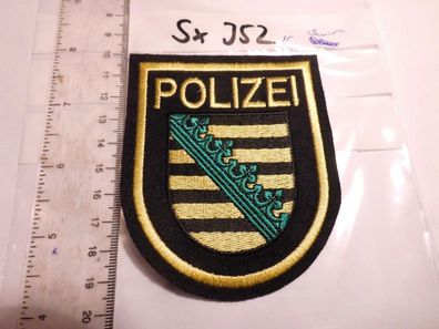 Polizei Armabzeichen Sachsen auf schwarzem Tuch (sx352)