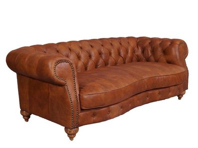 Castlefield Sofa 3 Sitzer Chesterfield Columbia Brown Vintage Leder Möbel Stil