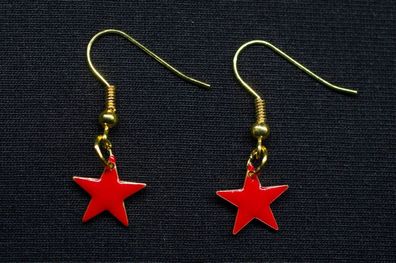 Stern Ohrringe Miniblings Hänger Sterne Weihnachten Star Emaille gold klein rot