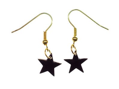 Stern Ohrringe Miniblings Hänger Sterne Weihnachten Emaille gold klein schwarz
