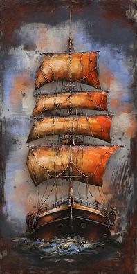 Handgefertigtes Metallbild Sailing ca. 60x120 cm Kunst Bild 3D-Optik Wandbild