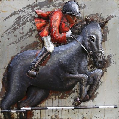 Handgefertigtes Metallbild Horse ca. 100x100 cm Kunst Bild 3D-Optik Wandbild