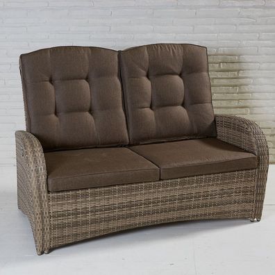 2-Sitzer Living Sofa Turin Natur Geflecht Polyrattan Gartensofa Rattan
