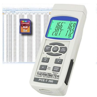 Thermometer PCE-T390 mit Speicher für SD-Karte