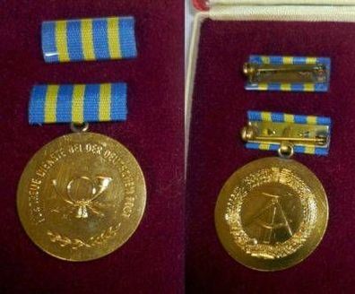 DDR Medaille für treue Dienste Deutsche Post Gold
