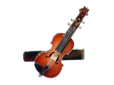 Geige Krawattennadel Krawattenhalter + Box Miniblings Instrument Violine 5cm Holz