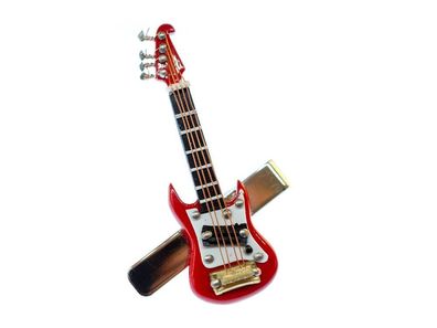 E-Gitarre Krawattennadel Krawattenhalter + Box Miniblings Gitarrist Gitarre Rot