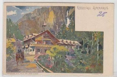 46584 Ak Lithographie Kesselfall Alpenhaus um 1900