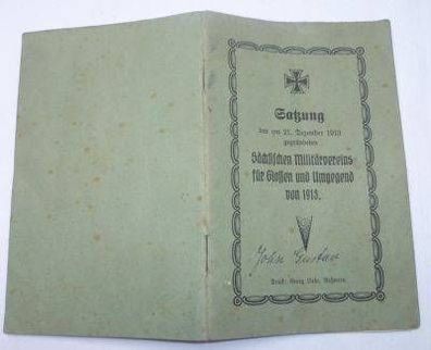 Satzung des sächsischen Militärvereins für Glossen 1913