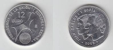 12 Euro Silber Münze Spanien Juan Carlos mit Frau 2002