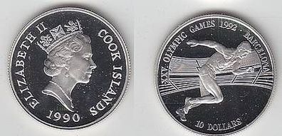 10 Dollar Silber Münze Cook Inseln Olympiade 1990