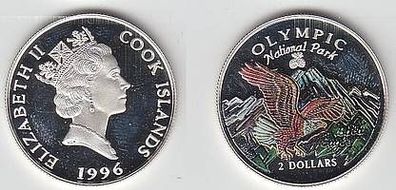 2 Dollar Silber Münze Cook Inseln Weißkopfseeadler 1996