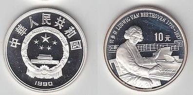 Münze China 10 Yuan Ludwig van Beethoven 1990