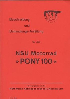 NSU Ponny 100 Bedienungsanleitung, Motorrad, Oldtimer