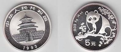 Münze China 5 Yuan Panda 1/2 Unze Silber 1993