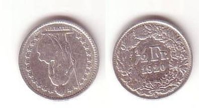 1/2 Franken Silber Münze Schweiz 1920