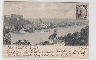 50131 Ak Gruss aus Pirna Stadtansicht mit Elbe 1901