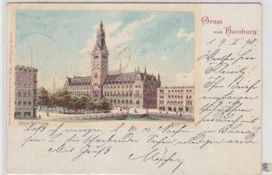 48868 Ak Lithografie Gruss aus Hamburg Neues Rathaus 1898
