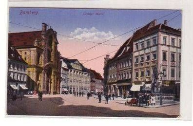 38067 Ak Bamberg Grüner Markt mit Geschäften um 1920