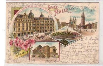 48137 Ak Lithographie Gruß aus Halle Grand Hotel 1900