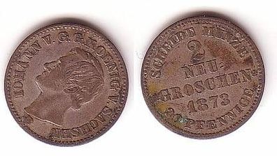 2 Neu Groschen Silber Münze Sachsen 1873 B