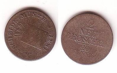 2 Neu Groschen Silber Münze Sachsen 1841 F