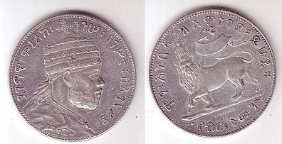 seltene Birr Silber Münze Äthiopien um 1900 f. vz