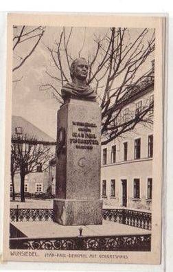 49029 Ak Wunsiedel Jean-Paul-Denkmal m. Geburtshaus 1922