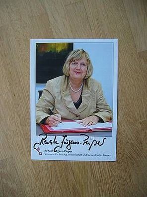 Bremen Senatorin Renate Jürgens-Pieper handsigniertes Autogramm!!!