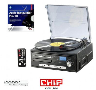 auvisio Stereoanlage MHX-550. LP Musikplayer + Digitalisierer für Schallplatten, CD,
