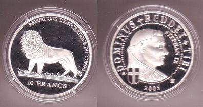 10 Franc Silber Münze Demokratische Republik Kongo 2005