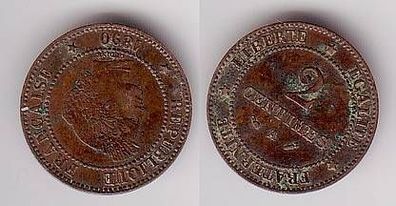 2 Centimes Kupfer Münze Frankreich 1890 A