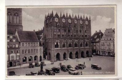 47474 Ak Stralsund Markt mit Polizeiwache 1936
