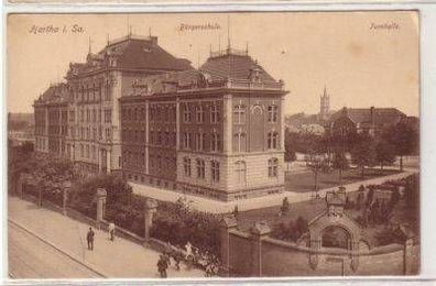 49207 Ak Hartha Bürgerschule und Turnhalle um 1920