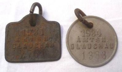 2 Wertmarken Amtshauptmannschaft Glauchau 1931 und 1934