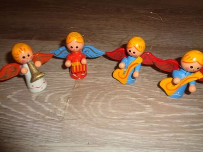 4 alte Musizierende Engel aus Holz, Baumbehang, Christbaumschmuck