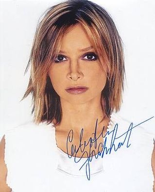 Original Autogramm Calista Flockhart auf Großfoto (COA)