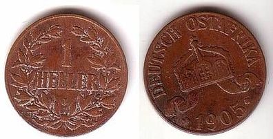 1 Heller Kupfer Münze Deutsch Ost Afrika 1905 J
