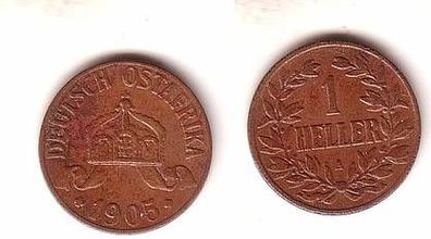 1 Heller Kupfer Münze Deutsch Ost Afrika 1905 A