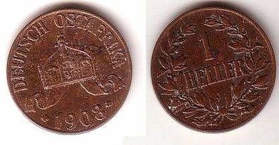 1 Heller Kupfer Münze Deutsch Ost Afrika 1908 J