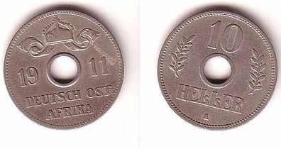 10 Heller Nickel Loch Münze Deutsch Ost Afrika 1911 A