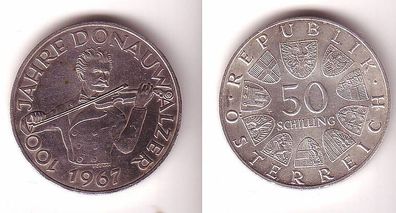 50 Schilling Silber Münze Österreich 100 Jahre Donauwalzer 1967