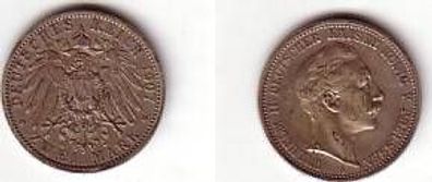 2 Mark Silber Münze Preussen Kaiser Wilhelm II 1907 A